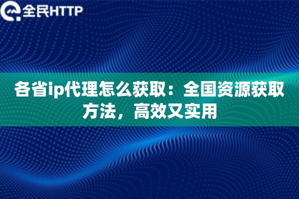 各省ip代理怎么获取：全国资源获取方法，高效又实用