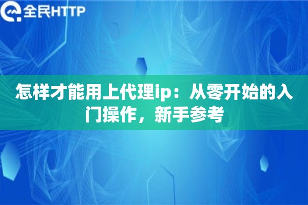 怎样才能用上代理ip：从零开始的入门操作，新手参考