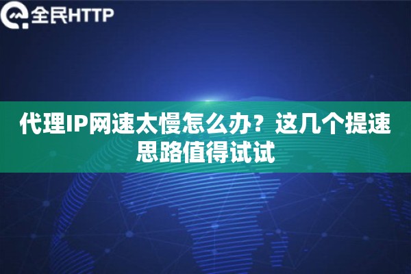 代理IP网速太慢怎么办?这几个提速思路值得试试 代理IP网速太慢怎么办?这几个提速思路值得试试