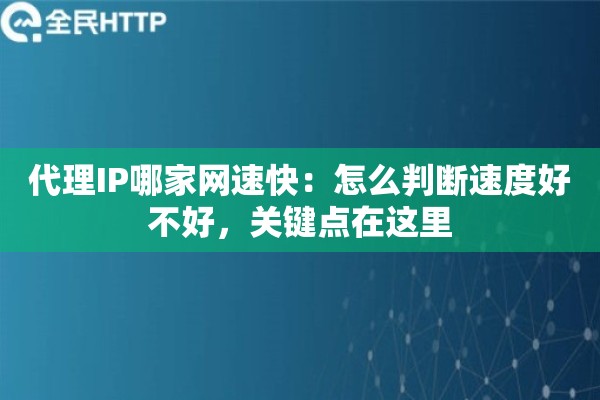 代理IP哪家网速快：怎么判断速度好不好，关键点在这里