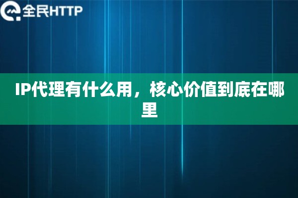 IP代理有什么用，核心价值到底在哪里
