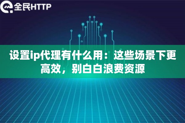 设置ip代理有什么用：这些场景下更高效，别白白浪费资源