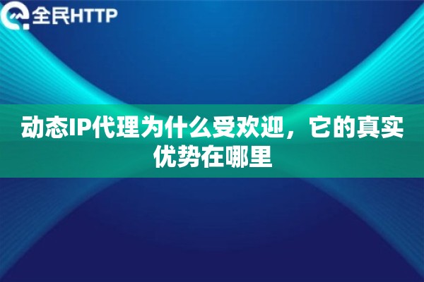 动态IP代理为什么受欢迎，它的真实优势在哪里