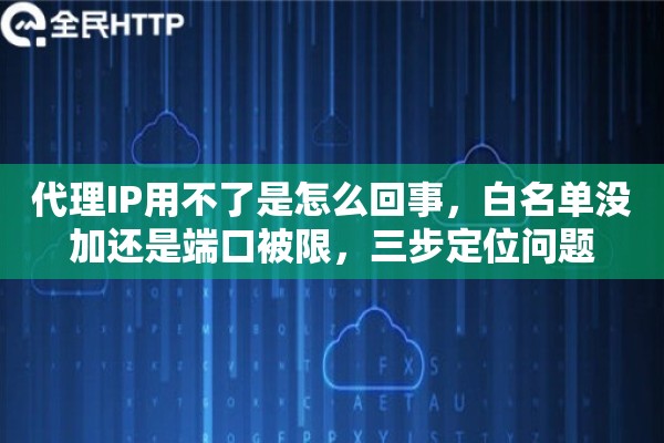 代理IP用不了是怎么回事,白名单没加还是端口被限,三步定位问题 代理IP用不了是怎么回事,白名单没加还是端口被限,三步定位问题