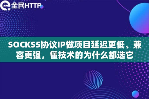 SOCKS5协议IP做项目延迟更低、兼容更强，懂技术的为什么都选它