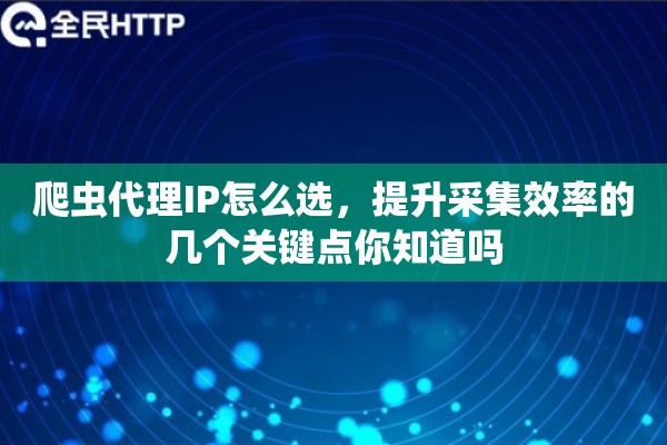 爬虫代理IP怎么选，提升采集效率的几个关键点你知道吗