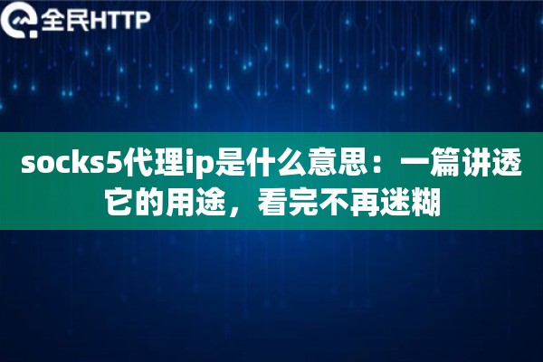 socks5代理ip是什么意思：一篇讲透它的用途，看完不再迷糊