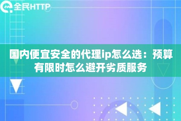 国内便宜安全的代理ip怎么选：预算有限时怎么避开劣质服务