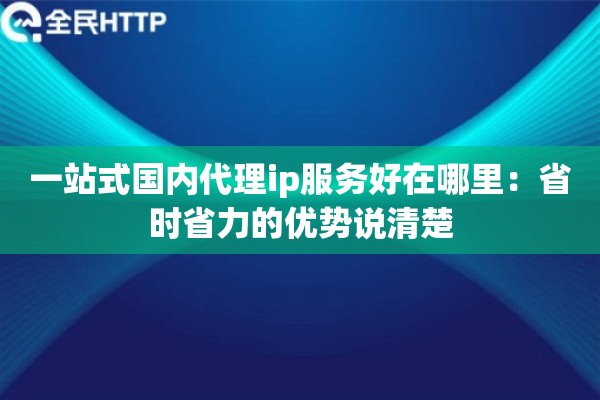 一站式国内代理ip服务好在哪里:省时省力的优势说清楚 一站式国内代理ip服务好在哪里:省时省力的优势说清楚