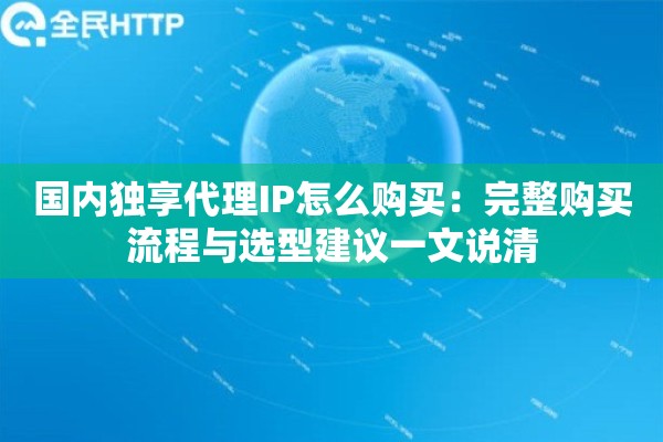 国内独享代理IP怎么购买：完整购买流程与选型建议一文说清