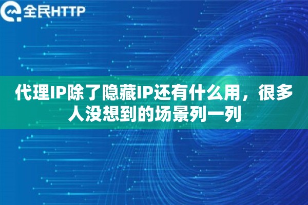 代理IP除了隐藏IP还有什么用，很多人没想到的场景列一列