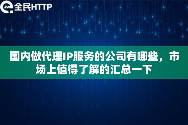 国内做代理IP服务的公司有哪些，市场上值得了解的汇总一下
