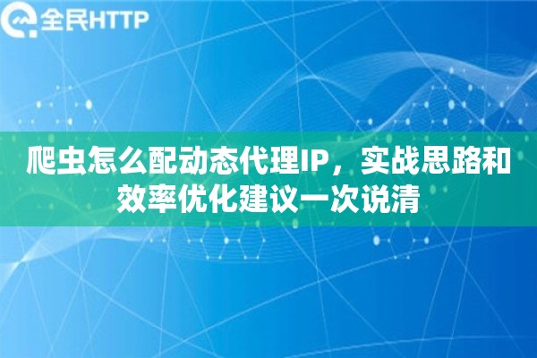 爬虫怎么配动态代理IP，实战思路和效率优化建议一次说清