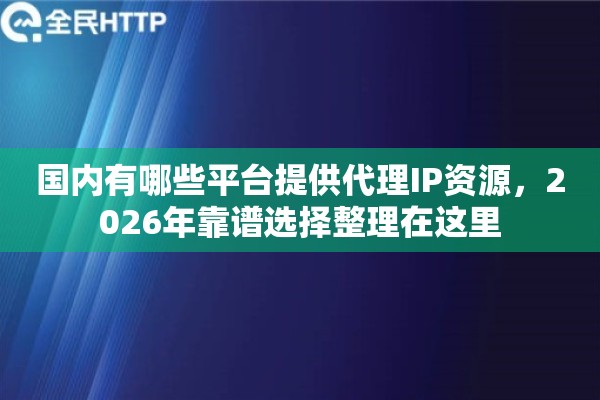 国内有哪些平台提供代理IP资源，2026年靠谱选择整理在这里