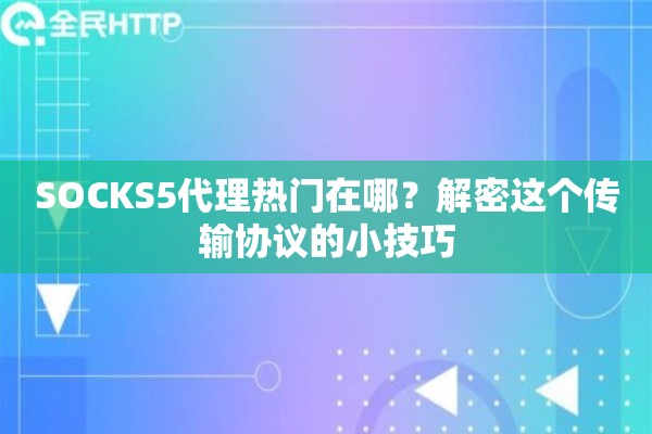 SOCKS5代理热门在哪？解密这个传输协议的小技巧