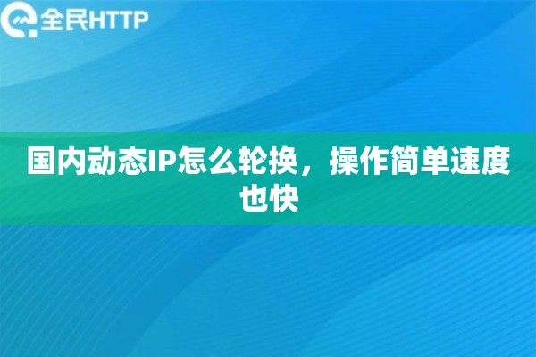国内动态IP怎么轮换，操作简单速度也快