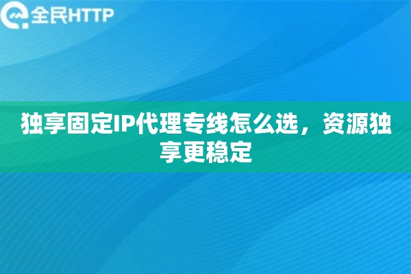 独享固定IP代理专线怎么选，资源独享更稳定