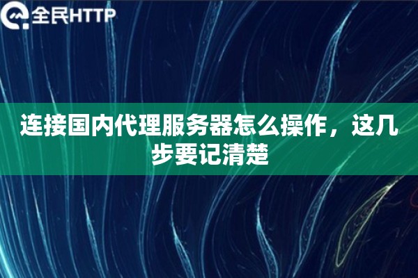 连接国内代理服务器怎么操作，这几步要记清楚