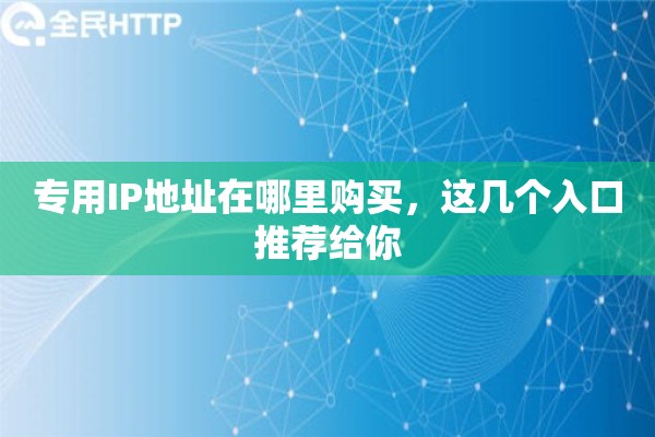 专用IP地址在哪里购买，这几个入口推荐给你
