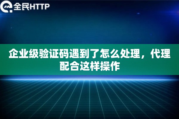 企业级验证码遇到了怎么处理，代理配合这样操作