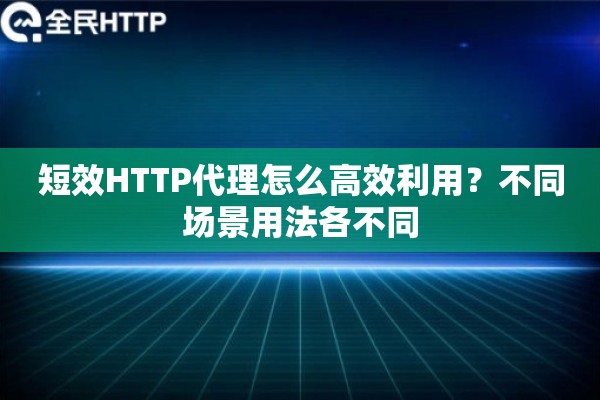 短效HTTP代理怎么高效利用？不同场景用法各不同