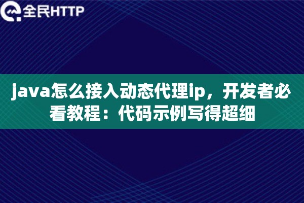 java怎么接入动态代理ip，开发者必看教程：代码示例写得超细