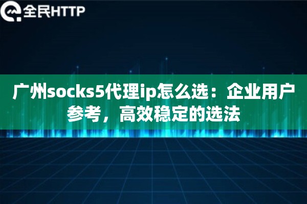 广州socks5代理ip怎么选:企业用户参考,高效稳定的选法 广州socks5代理ip怎么选:企业用户参考,高效稳定的选法