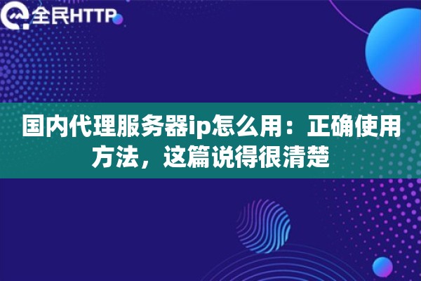国内代理服务器ip怎么用:正确使用方法,这篇说得很清楚 国内代理服务器ip怎么用:正确使用方法,这篇说得很清楚