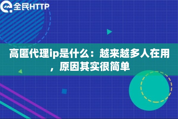 高匿代理ip是什么：越来越多人在用，原因其实很简单