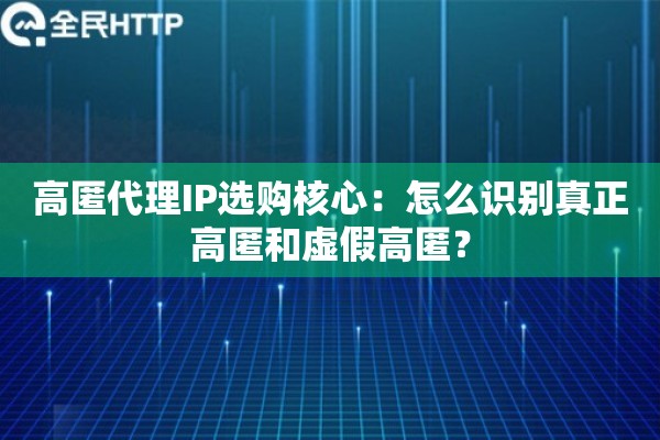 高匿代理IP选购核心：怎么识别真正高匿和虚假高匿？
