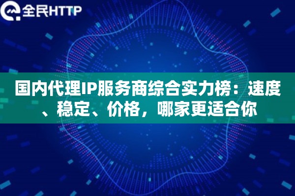 国内代理IP服务商综合实力榜：速度、稳定、价格，哪家更适合你
