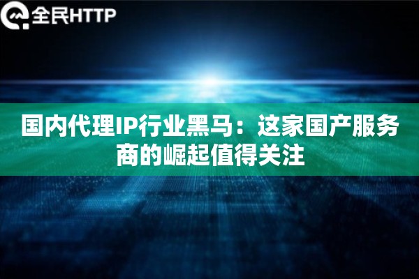国内代理IP行业黑马：这家国产服务商的崛起值得关注