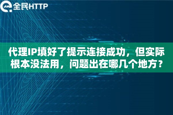 代理IP填好了提示连接成功,但实际根本没法用,问题出在哪几个地方? 代理IP填好了提示连接成功,但实际根本没法用,问题出在哪几个地方?