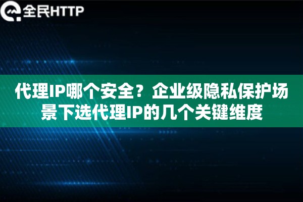 代理IP哪个安全？企业级隐私保护场景下选代理IP的几个关键维度