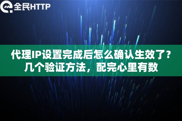代理IP设置完成后怎么确认生效了？几个验证方法，配完心里有数