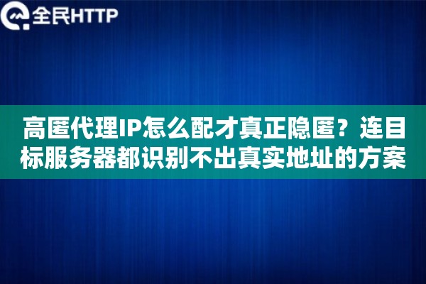 高匿代理IP怎么配才真正隐匿？连目标服务器都识别不出真实地址的方案