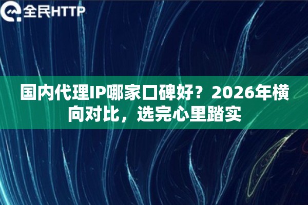 国内代理IP哪家口碑好？2026年横向对比，选完心里踏实