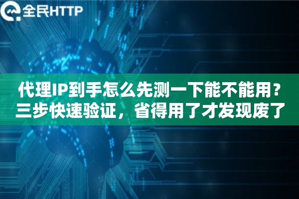 代理IP到手怎么先测一下能不能用？三步快速验证，省得用了才发现废了