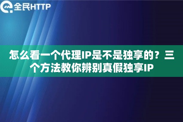 怎么看一个代理IP是不是独享的？三个方法教你辨别真假独享IP