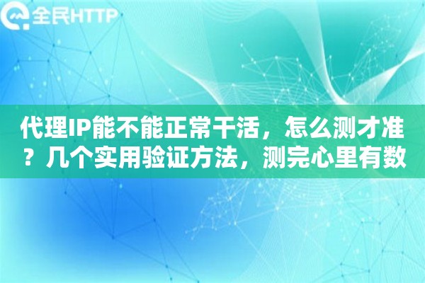 代理IP能不能正常干活，怎么测才准？几个实用验证方法，测完心里有数