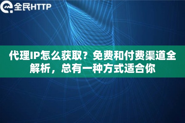 代理IP怎么获取？免费和付费渠道全解析，总有一种方式适合你