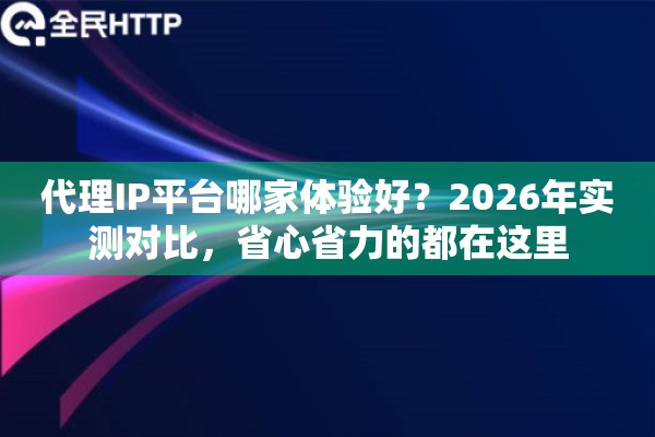 代理IP平台哪家体验好？2026年实测对比，省心省力的都在这里