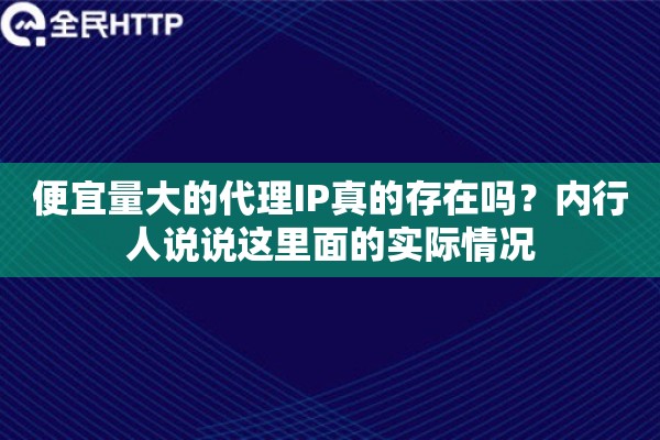 便宜量大的代理IP真的存在吗？内行人说说这里面的实际情况