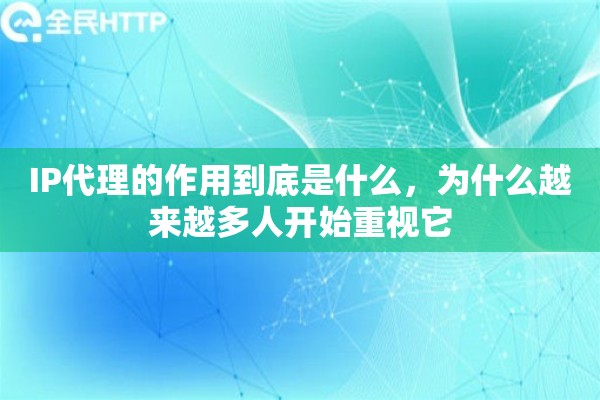 IP代理的作用到底是什么，为什么越来越多人开始重视它