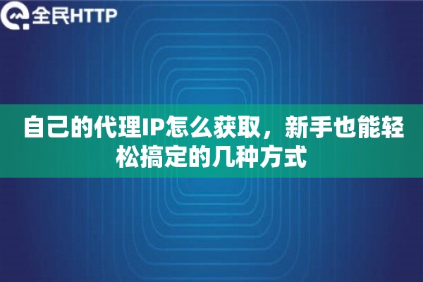 自己的代理IP怎么获取，新手也能轻松搞定的几种方式
