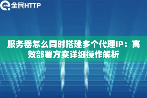 服务器怎么同时搭建多个代理IP：高效部署方案详细操作解析