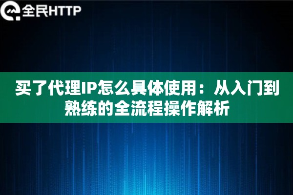 买了代理IP怎么具体使用：从入门到熟练的全流程操作解析