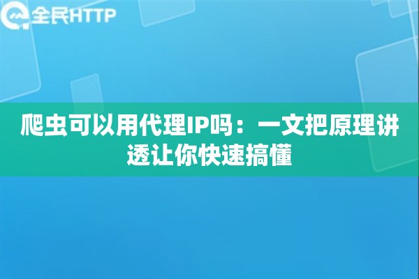 爬虫可以用代理IP吗：一文把原理讲透让你快速搞懂