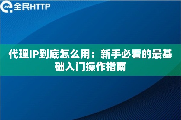 代理IP到底怎么用：新手必看的最基础入门操作指南