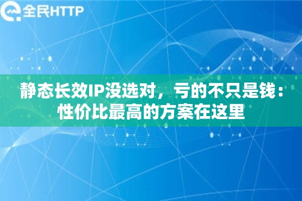 静态长效IP没选对，亏的不只是钱：性价比最高的方案在这里